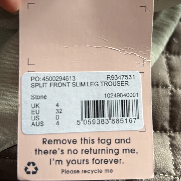 High waist, split front slim leg pant SZ Small BNWT - Picture 7 of 7